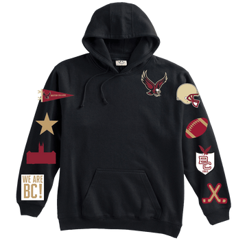 Boston College Pre - Patched Black Hoodie (BC Back) - BROdenim