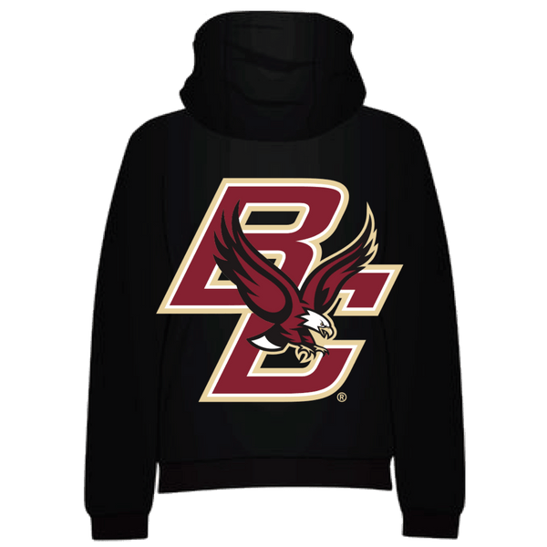 Boston College Pre - Patched Black Hoodie (BC Back) - BROdenim