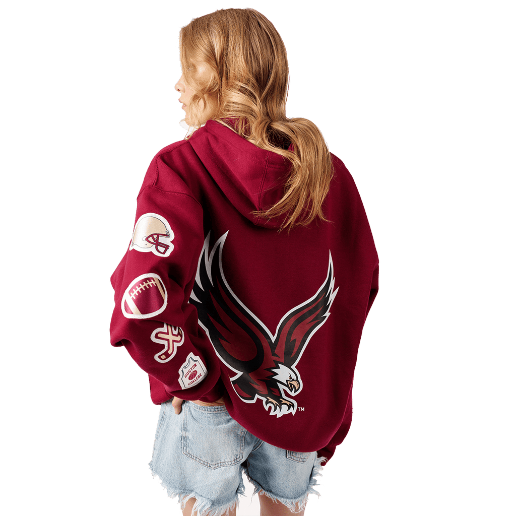 Boston College Pre - Patched Maroon Hoodie (Eagle Back) - BROdenim
