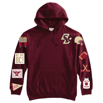Boston College Pre - Patched Maroon Hoodie (Eagle Back) - BROdenim