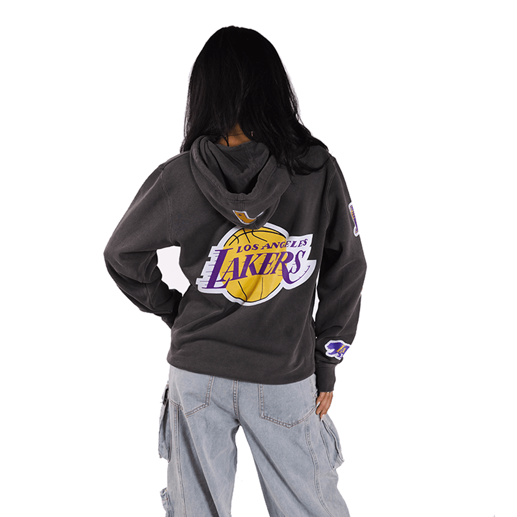 LA Lakers Scatter Patch Pigment Black Hoodie - BROdenim