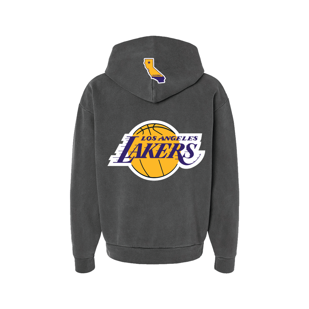 LA Lakers Scatter Patch Pigment Black Hoodie - BROdenim