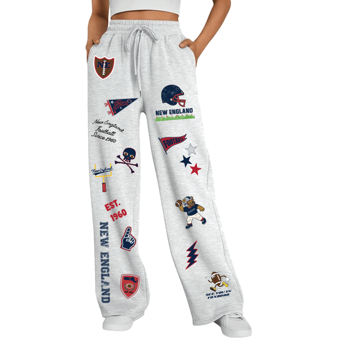 New England Football Scatter Scrapbook Straight Leg Sweatpants - BROdenim