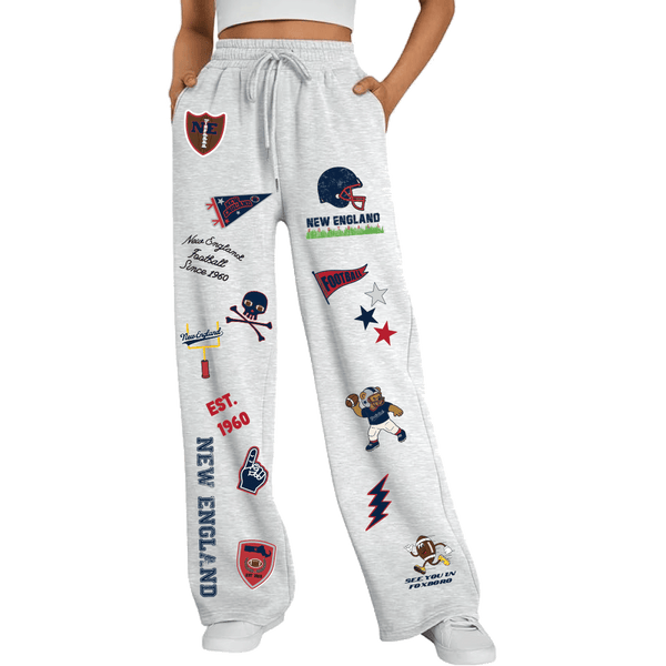 New England Football Scatter Scrapbook Straight Leg Sweatpants - BROdenim