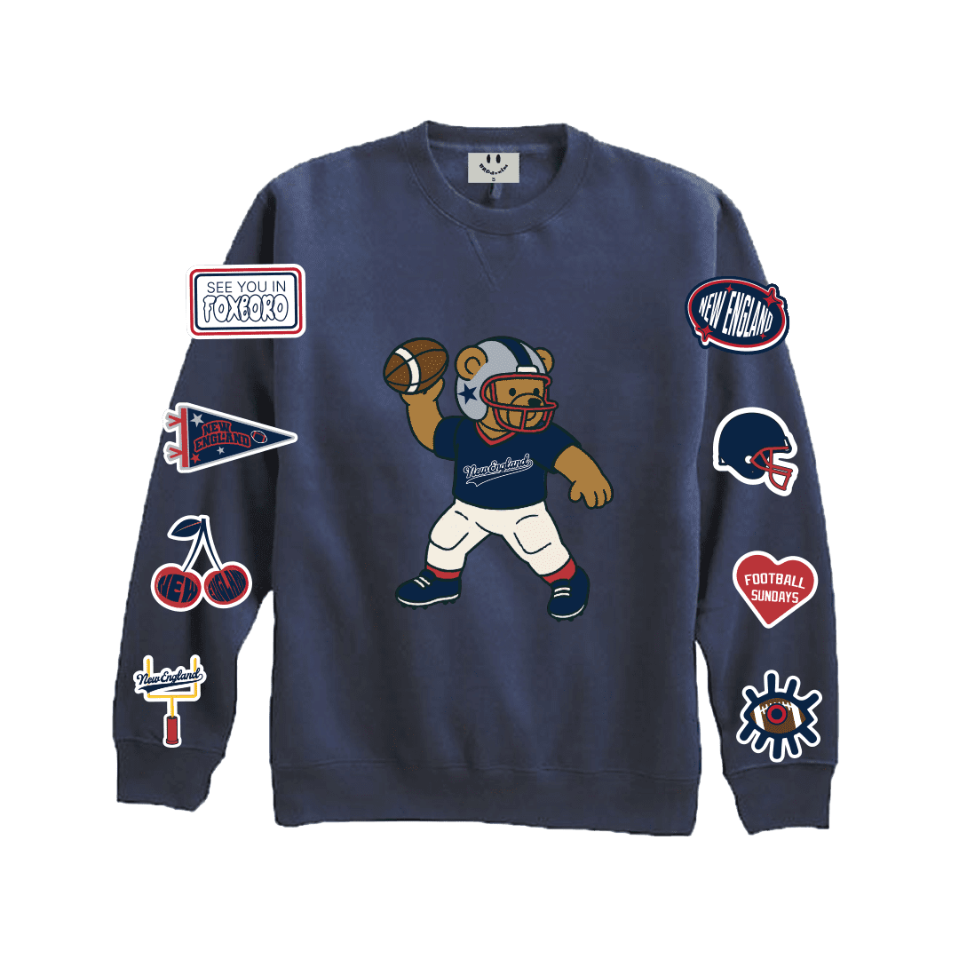 New England Football Teddy Bear Crew Neck - BROdenim