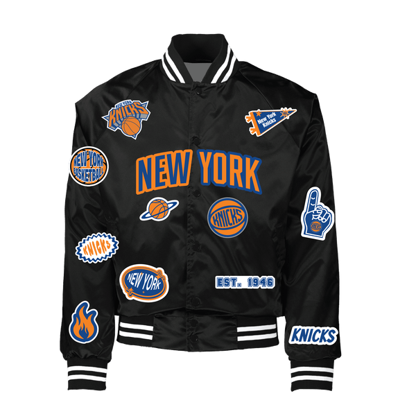 New York Knicks Patched Out Satin Bomber - BROdenim