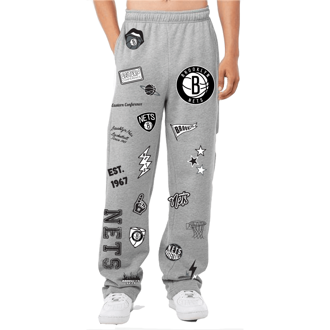Scatter Scrapbook Straight Leg Sweatpants Brooklyn Nets - BROdenim