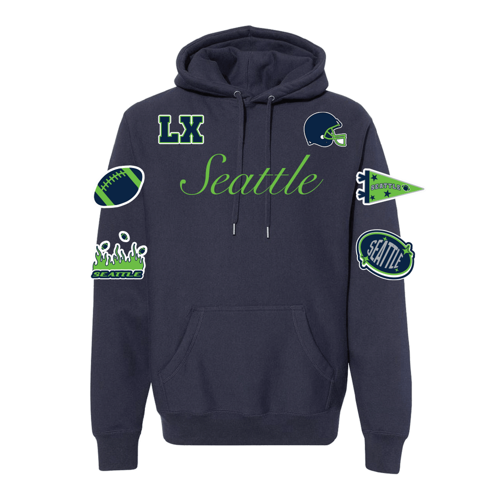 Seattle Football Cursive Swirl Hoodie - BROdenim