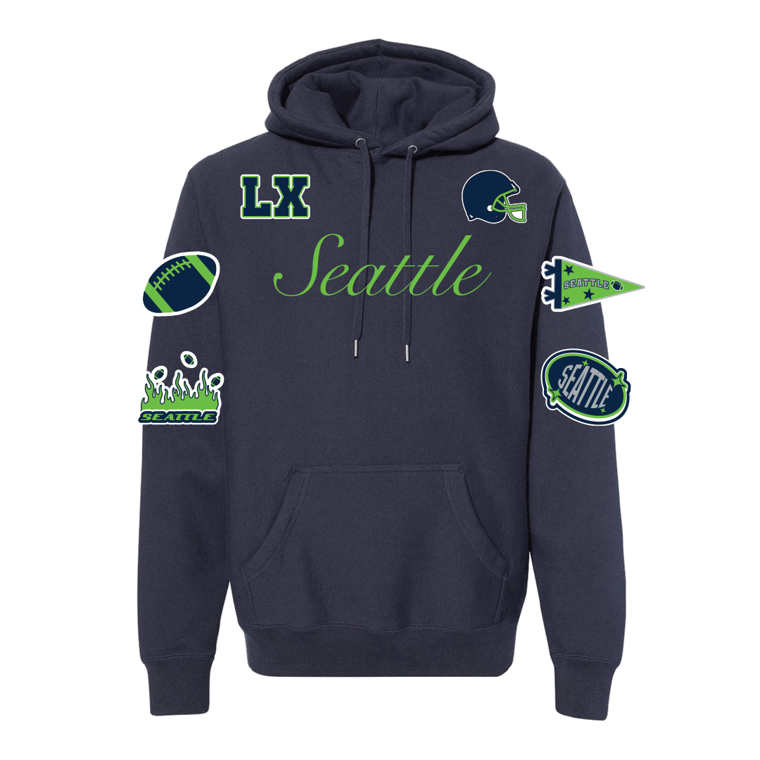 Seattle Football Cursive Swirl Hoodie - BROdenim